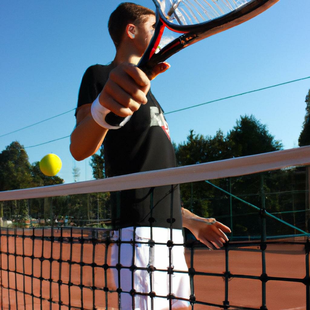 Person playing tennis strategically