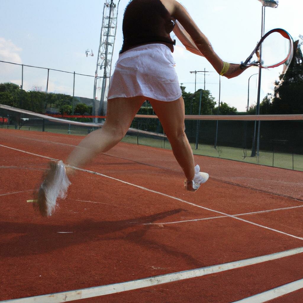 Person playing tennis on court